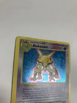 Pokemon Alakazam 1/102 Base Set (Shadowless) Unlimited Holo HP Off-Center - Image 5