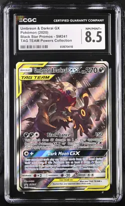 CGC 8.5 Umbreon & Darkrai GX 2020 Black Star Promos SM241 Pokemon Card - Image 1