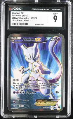 CGC 9 MINT Mewtwo EX 2015 BREAKthrough 157/162 Ultra Rare Holo Pokemon Card - Image 1