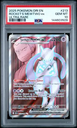2025 POKEMON DRI EN-DESTINED RIVALS ULTRA RARE TEAM ROCKET'S MEWTWO EX PSA 10 - Image 1