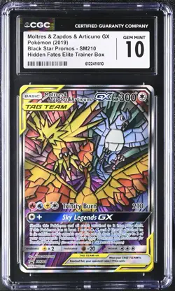 Pokemon CGC 10 Moltres & Zapdos & Articuno GX Hidden Fates ETB Promo - Image 1