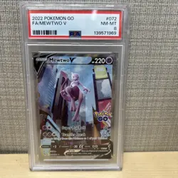 Mewtwo V PSA 8 English Pokemon Go Card Alternate Art 072/078 2022 Full Art - Image 1