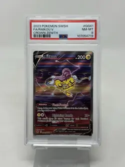 Pokemon TCG: Raikou V GG41/GG70 Crown Zenith Galarian Gallery PSA 8 - Image 1