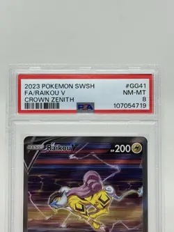 Pokemon TCG: Raikou V GG41/GG70 Crown Zenith Galarian Gallery PSA 8 - Image 2