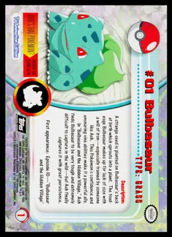 Bulbasaur #01 Pokemon TOPPS Series 1 TV Animation Black Label #1 - Image 2