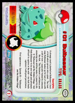 Bulbasaur #01 Pokemon TOPPS Series 1 TV Animation Blue Label - Image 2