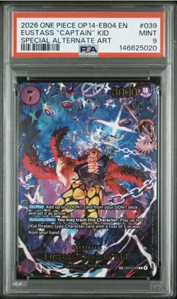 One Piece Eustass “Captain” Kid (SP) EB04-039 The Azure Sea’s Seven (OP14) PSA 9 - Image 1
