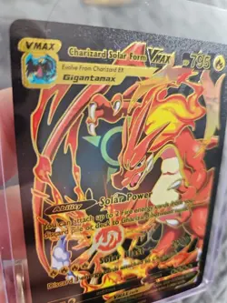 Charizard Solar Form Vmax Black Foil Fan Art Vinyl Collector Pokemon Card Power - Image 4