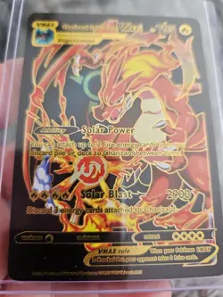 Charizard Solar Form Vmax Black Foil Fan Art Vinyl Collector Pokemon Card Power - Image 5