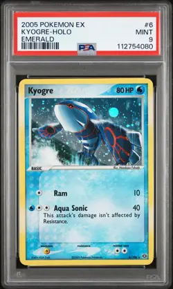 PSA MINT 9 2005 POKEMON TCG EX EMERALD #6 KYOGRE-HOLO EMERALD 6/106 FART SWIRL - Image 1