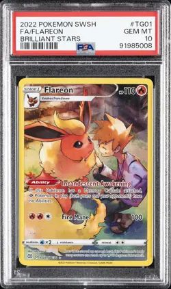 2022 POKEMON SWORD & SHIELD BRILLIANT STARS #TG01 FULL ART/FLAREON PSA 10 - Image 1