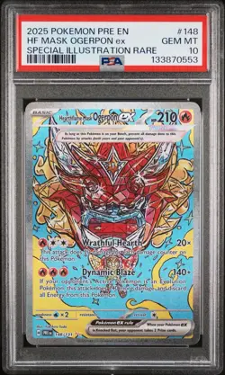 Pokemon Prismatic Evolutions Hearthflame Mask Ogerpon ex 148 PSA 10 - Image 1