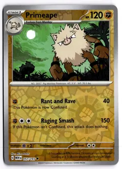 Primeape 057/165 Uncommon 151 Pokemon Reverse Holo Near Mint - Image 1