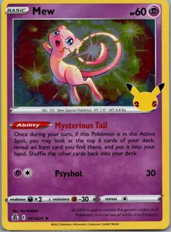 Mew 011/025 Holo Rare Celebrations Pokemon Near Mint - Image 1