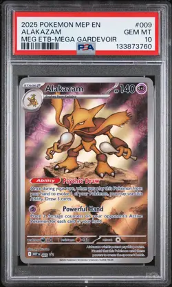2025 POKEMON MEP EN-ME BLACK STAR PROMO #009 ALAKAZAM PSA 10 - Image 1