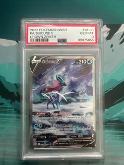 2023 POKEMON SWORD AND SHIELD CROWN ZENITH FULL ART SUICUNE V PSA 10 GG38 - Image 1
