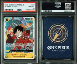 2025 ONE PIECE PRB02 JP MONKEY D. LUFFY PSA 10 Op07-109 - Image 3