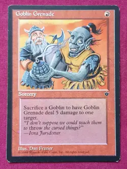 Magic The Gathering FALLEN EMPIRES GOBLIN GRENADE FRAZIER red card MTG - Image 1