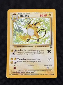 Raichu 16/130 Base Set 2 Pokemon TCG Holo Rare Card - Image 1