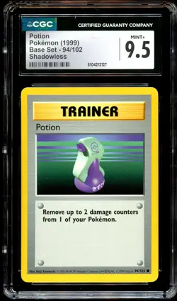 CGC 9.5 MINT+ Potion 94/102 SHADOWLESS Base Set Pokemon Card 127 - Image 2