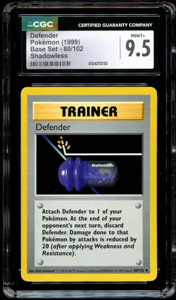 CGC 9.5 MINT+ Defender 80/102 SHADOWLESS Base Set Pokemon Card 130 - Image 2