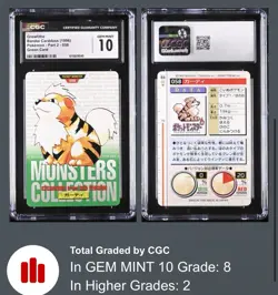 CGC 10 1996 POKEMON BANDAI CARDDASS GROWLITHE #058 • POP 8 - Image 1