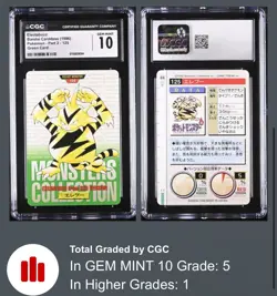 CGC 10 Gem Mt Electabuzz Carddass Green Bandai Vending Japanese 1996 Pokemon PSA - Image 1