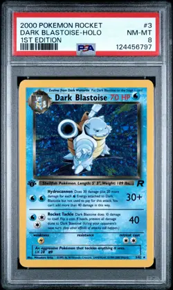 2000 POKEMON ROCKET 1ST ED #3 DARK BLASTOISE-HOLO PSA 8 - Image 1