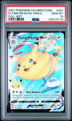 2021 POKEMON CELEBRATIONS #007 FULL ART/FLYING PIKACHU VMAX PSA 10 - Image 1