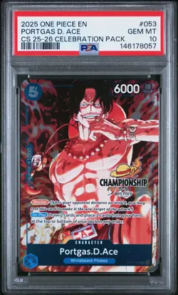 2025 ONE PIECE CHAMP 2025-26 CELEBRATION PACK #053 PORTGAS D. ACE PSA 10 - Image 1
