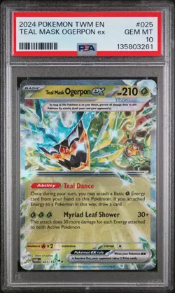 Pokemon Twilight Masquerade Teal Mask Ogerpon ex 025 PSA 10 - Image 1