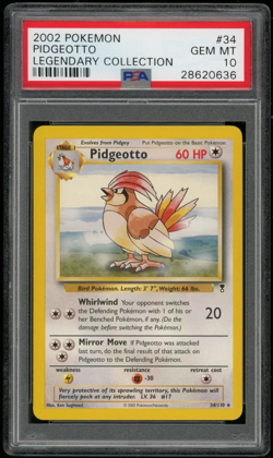 Pokemon TCG Pidgeotto 34/110 Non Holo Rare Legendary Collection PSA 10 Gem Mint - Image 1