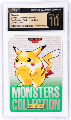1996 Pokemon Bandai Carddass Pikachu Green #25 CGC PRI - Image 1
