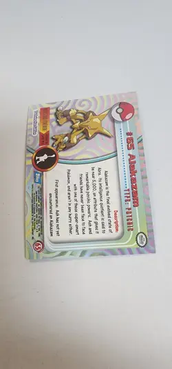 #65 Alakazam Topps Pokemon Holo Foil TV Animation Series 1 1999 Blue Label - Image 3