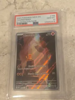 2023 POKEMON MEW EN-151 ILLUSTRATION RARE #168 CHARMANDER PSA 10 - Image 1