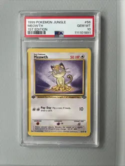 1999 Pokemon Jungle Meowth #56 1st Edition PSA 10 - Image 2