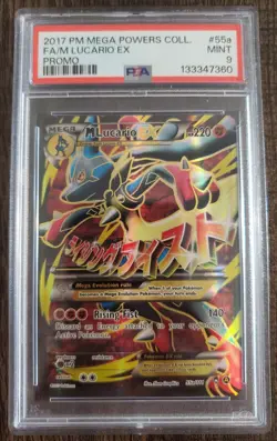 2017 POKEMON MEGA POWERS COLLECTION PROMO #55A FULL ART/M LUCARIO EX PSA 9 - Image 1