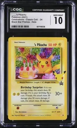 CGC 10 BIRTHDAY PIKACHU 24 CELEBRATIONS POKEMON GEM MINT - Image 1