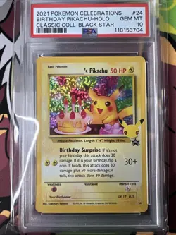2021 Pokemon CELEBRATIONS Birthday PIKACHU Black Star Promo #24 💎 PSA 10 💎 - Image 1