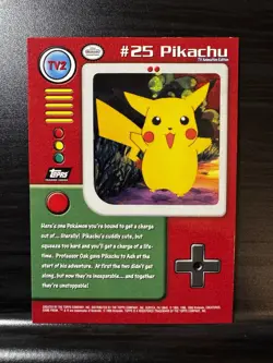 TV2 Pikachu #25 | Pokemon 1999 Topps TV Animation Edition - Black Logo | LP-NM - Image 2