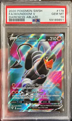 Pokemon Darkness Ablaze Full Art Houndoom V Ultra Rare Holo 178/189 PSA 10 Gem - Image 1