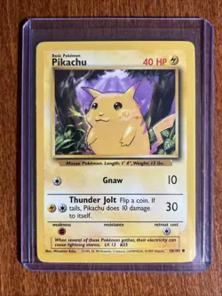 [LP+/NM] 1999 Pokemon Base Set Pikachu Unlimited #58/102 Common - Image 1