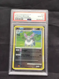 Pokemon Cards: Great Encounters Reverse Holo: Purugly 50/106 PSA 10 - Image 1