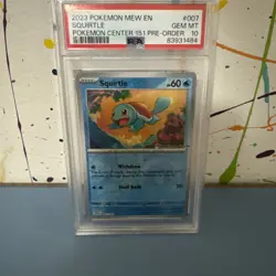 2023 POKEMON MEW EN-151 POKEMON CENTER 151 PRE-ORDER PROMO #007 SQUIRTLE PSA 10 - Image 1