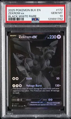 2025 POKEMON BLK EN-BLACK BOLT BLACK WHITE RARE #172 ZEKROM EX PSA 10 - Image 1