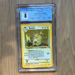 Raichu 14/62 Fossil Unlimited Holo Rare CGC 8 Pokemon Card 1999 - Image 1