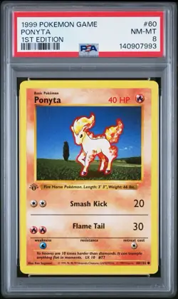 PSA 8 - Pokemon PONYTA - 1st EDITION Shadowless Base Set - 60/102 - Common - Image 1