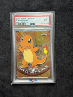 2000 TOPPS CHROME POKEMON T.V. #4 CHARMANDER PSA 9 - Image 1