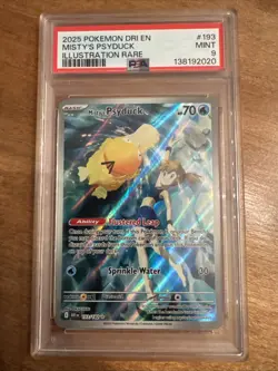 2025 Pokemon Misty’s Psyduck Illustration Rare 193/182 PSA 9 - Image 1