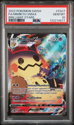 2022 POKEMON SWORD & SHIELD BRILLIANT STARS #TG17 FULL ART/MIMIKYU VMAX PSA 10 - Image 1